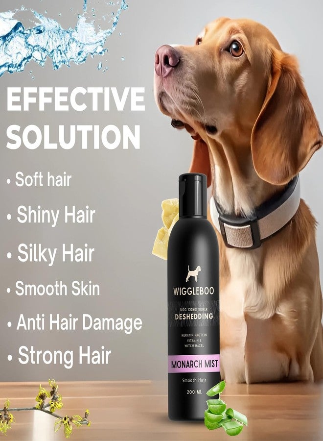 WiggleBoo Dog Conditioner | Bathing & Grooming | Deep Hydration with Aloe Vera, Shea Butter, Coconut & Jojoba Oils | Deshedding | Detangles, Softens & Reduces Shedding (Monarch Mist, 200ml) - Image 4